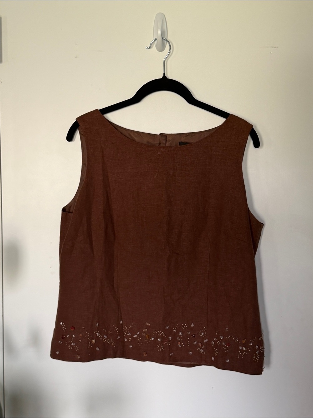 Sleeveless Brown Beaded Women's Top